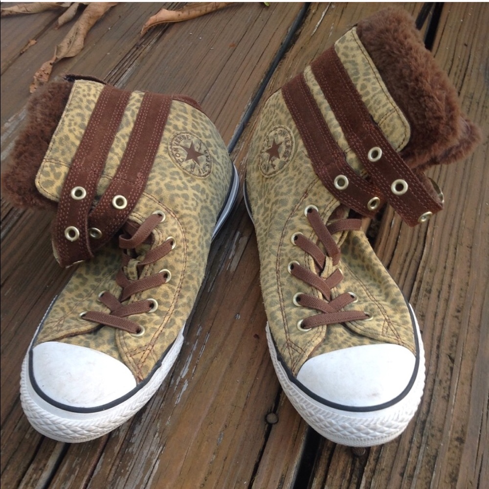 Converse All Star Chuck Taylor Cheetah Leopard Fur High Sneakers Shoes Rare